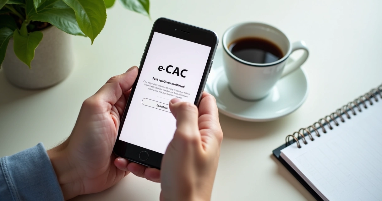 Pessoa resolvendo demanda fiscal pelo celular 