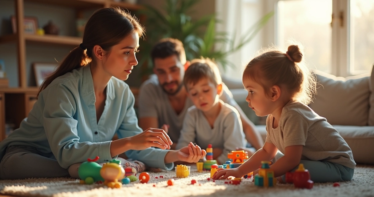 Terapeuta realiza atendimento de criança com autismo em casa