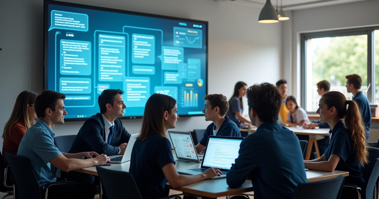 Equipe de atendimento escolar usando IA para responder mensagens de pais e alunos 