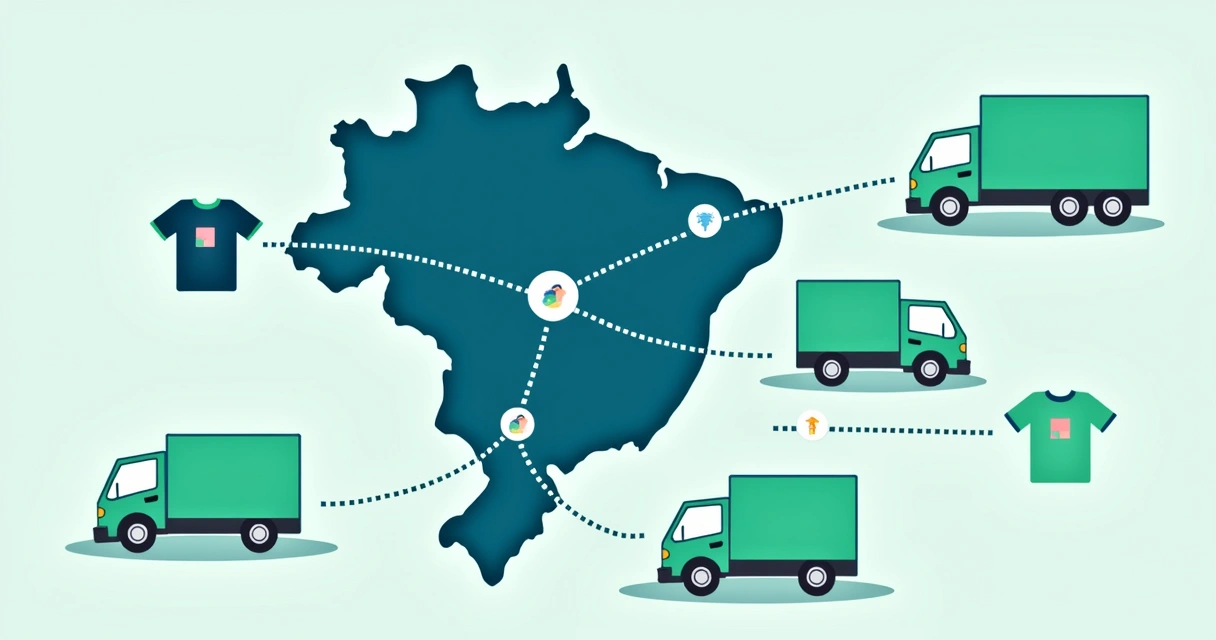 Mapa ilustrado cobrindo Guarulhos e Grande São Paulo com linhas de entrega