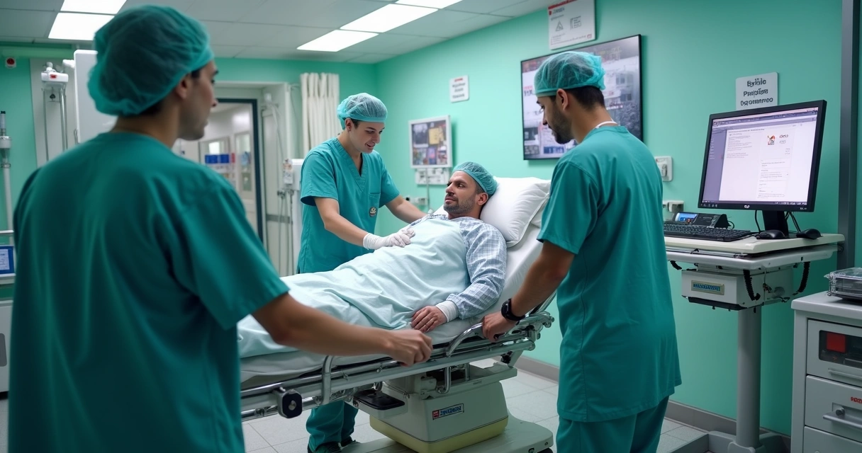 Equipe médica atende emergência em hospital 