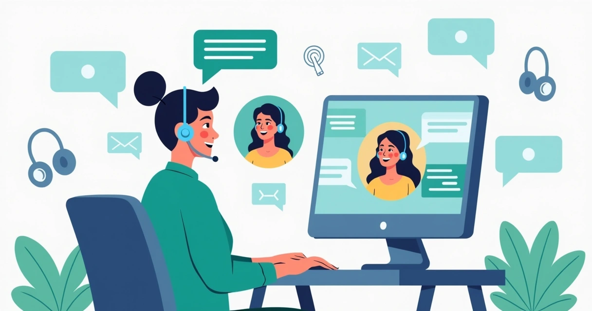 Atendente digital conversando com cliente em chat online 