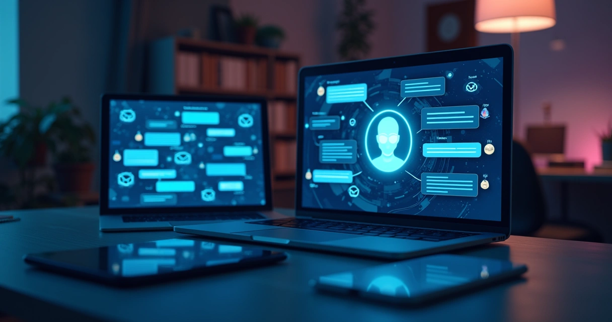 Agente de inteligência artificial atendendo mensagens em diferentes dispositivos, funcionando 24h 