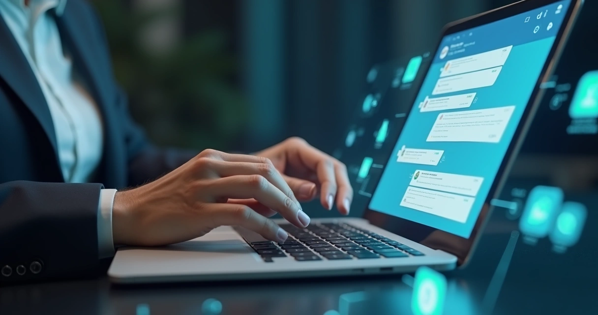 Pessoa usando chatbot em plataforma digital 