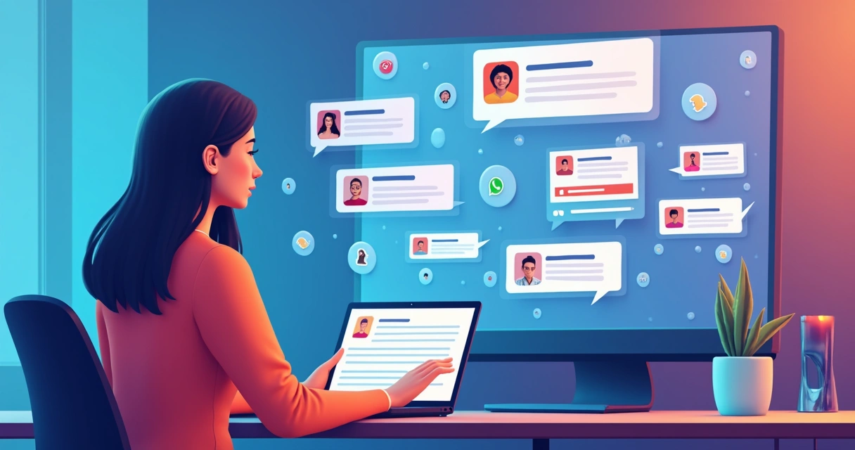 Conversa atendida por IA em redes sociais ao mesmo tempo 