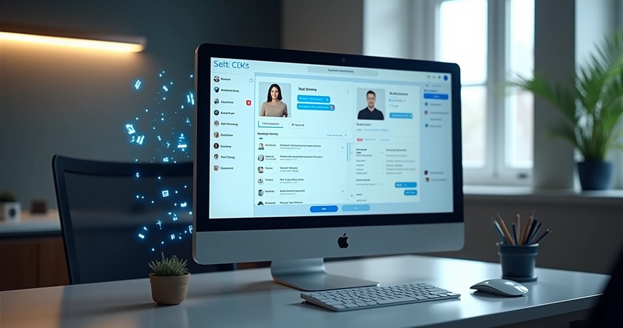 AI customer service integrated with CRM on a computer screen