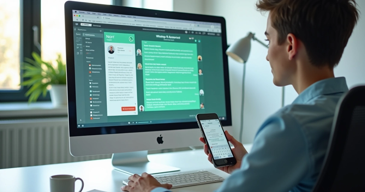 Profissional atendendo clientes no WhatsApp usando plataforma de IA