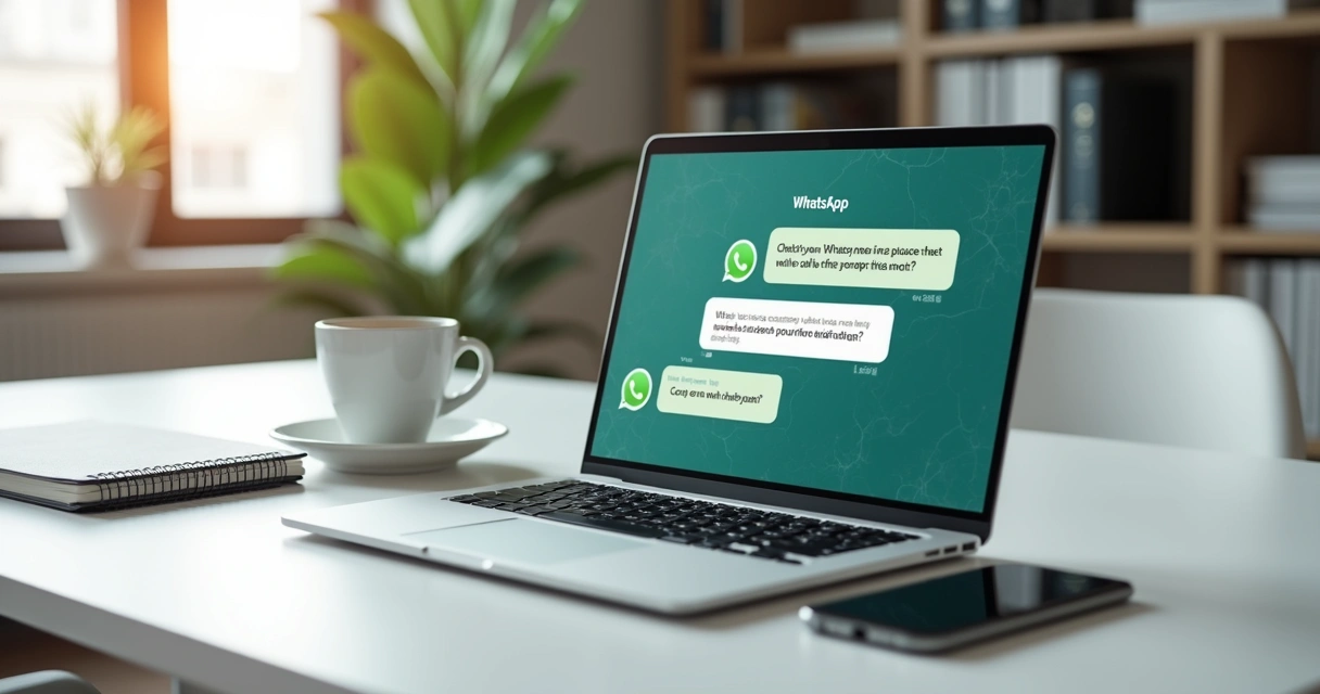 Notebook com chatbot de atendimento aberto na tela