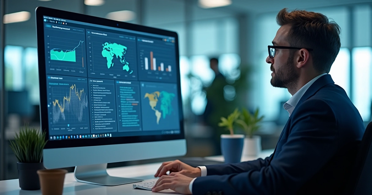 Servidor público analisando gráficos de atendimento IA 