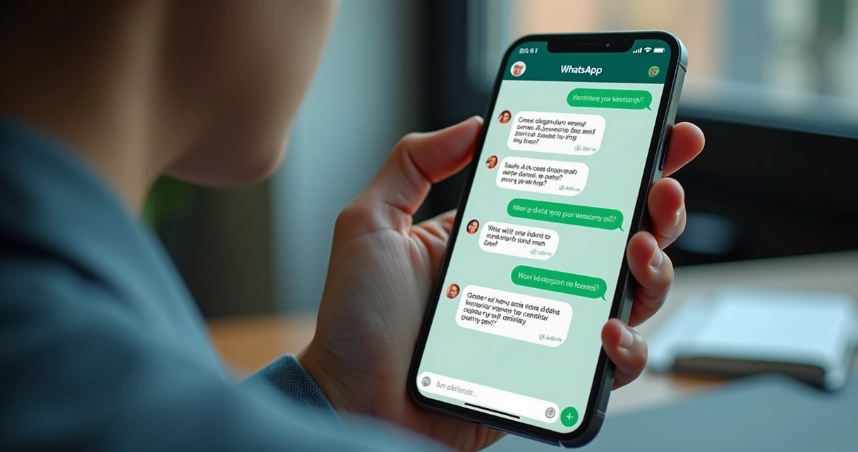 Tela de conversa de WhatsApp mostrando interações automáticas de um assistente virtual