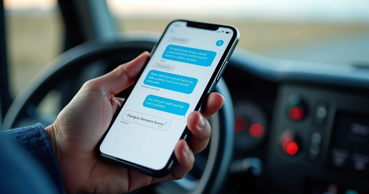 Tela de aplicativo de atendimento de transportadora mostrando mensagens automáticas 