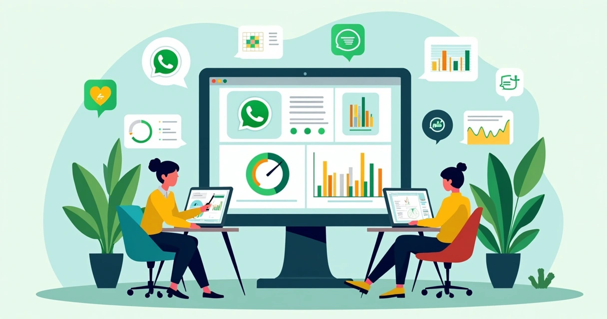 Equipe acompanhando painéis de atendimento automatizado no WhatsApp 