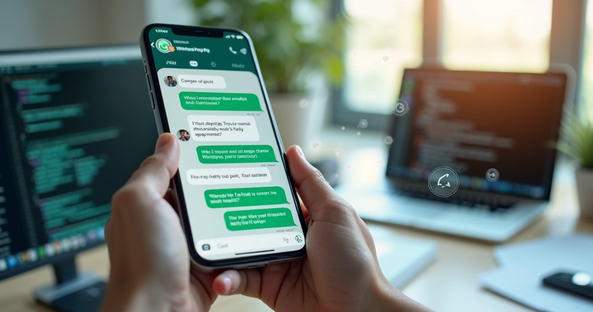 Interface de atendimento via WhatsApp com agente de IA respondendo mensagens automaticamente em dispositivo móvel 