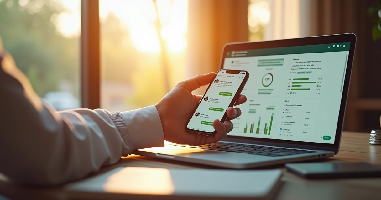 Agente de IA interage no WhatsApp enquanto dados aparecem no CRM