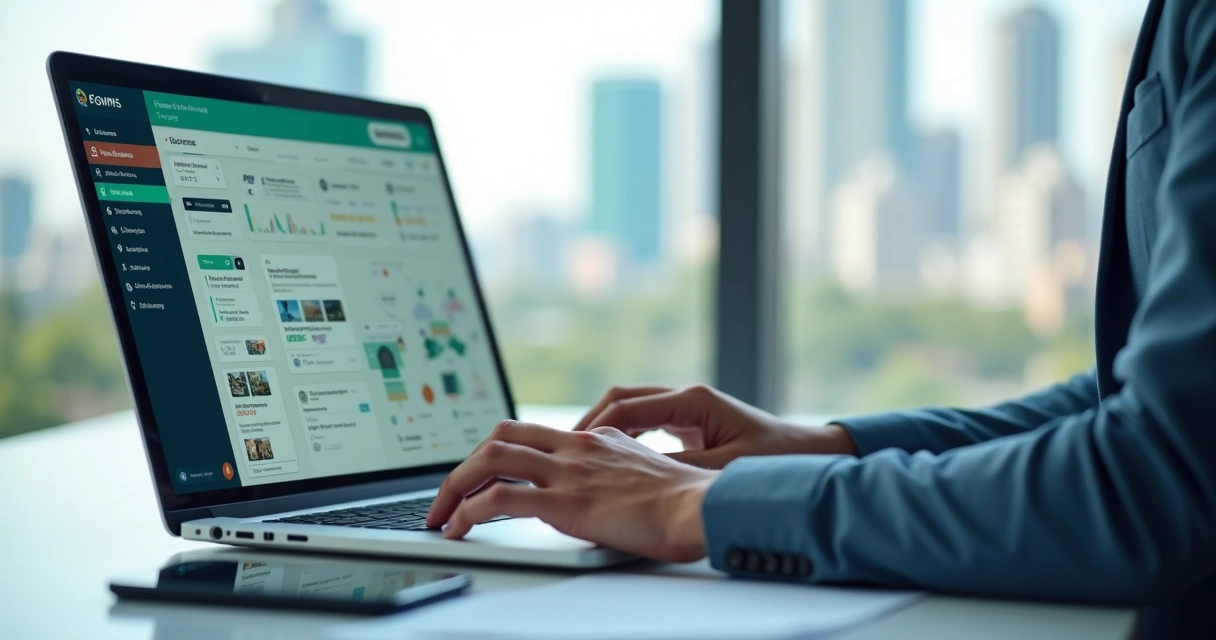 Corretor de imóveis atendendo lead online com painel de CRM em tela de notebook 