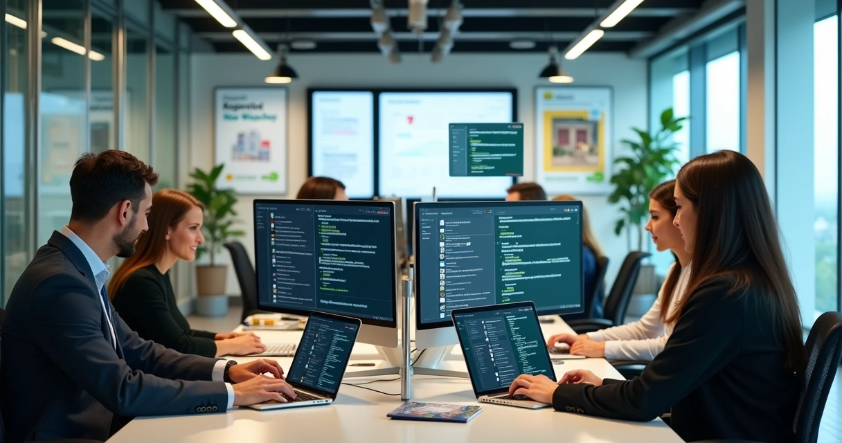 Equipe de atendimento imobiliário usando automação no WhatsApp