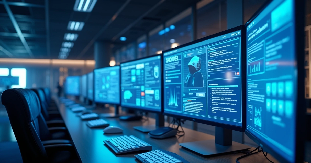 Central de atendimento com chatbots e assistentes virtuais em múltiplas telas digitais 