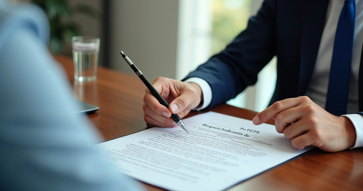 Trabalhador consultando advogado sobre bloqueio judicial do FGTS 