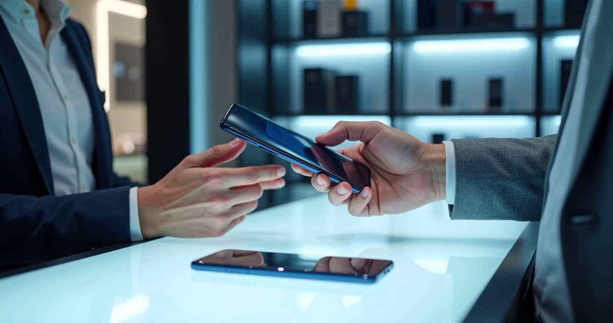 Atendimento em loja de celular premium