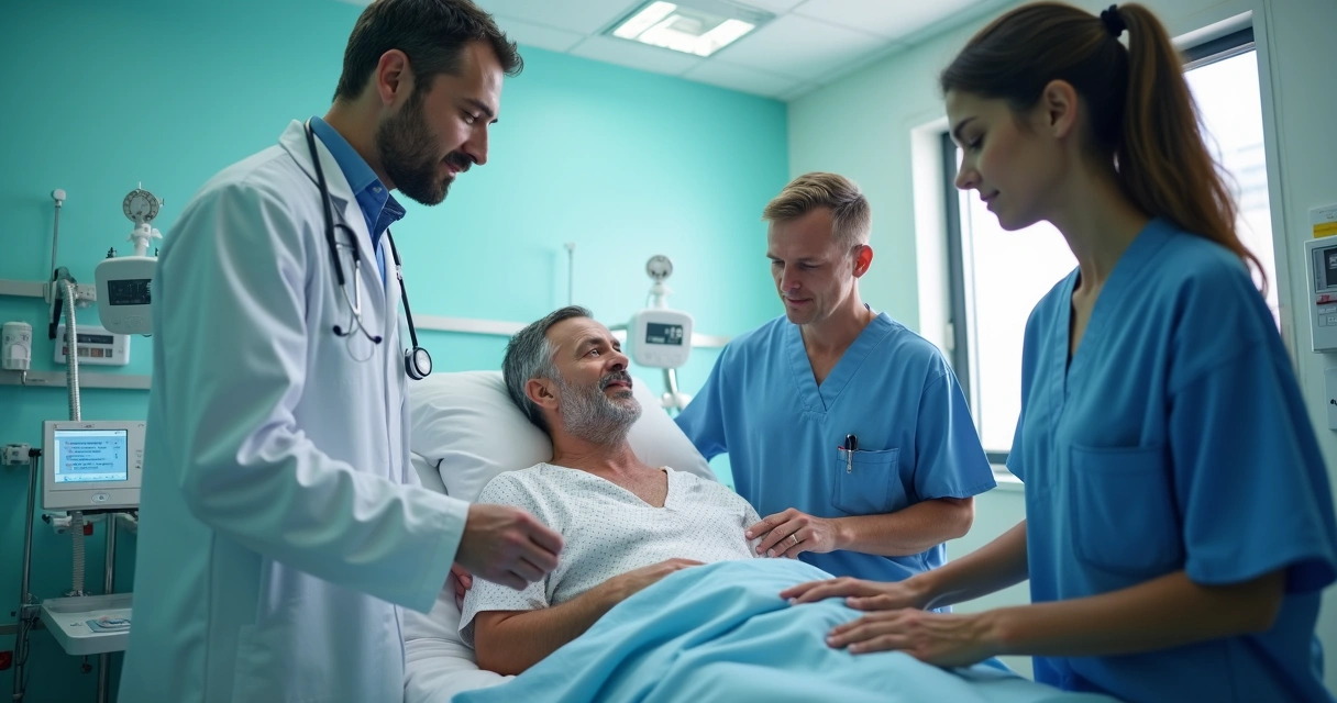 Consulta médica em hospital moderno no exterior 