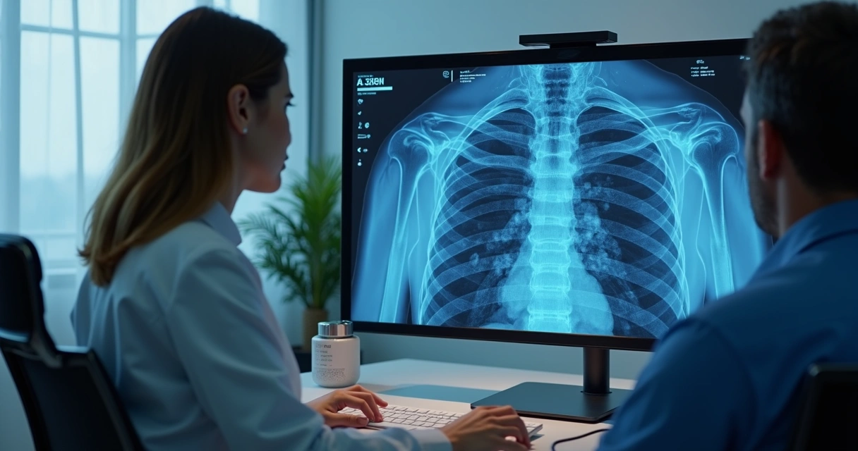 Consulta em que o médico orienta o paciente com apoio de gráficos e dados
