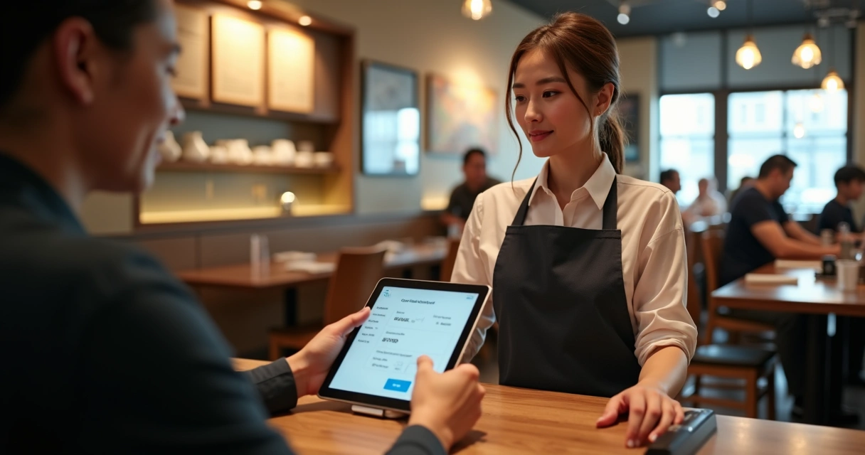Atendimento móvel com tablet em restaurante