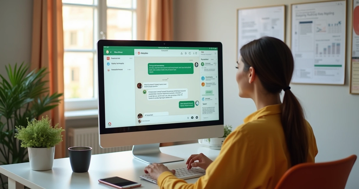 Nutricionista atendendo pacientes por WhatsApp, e-mail e SMS ao mesmo tempo, com todos os canais visíveis em uma tela de computador 