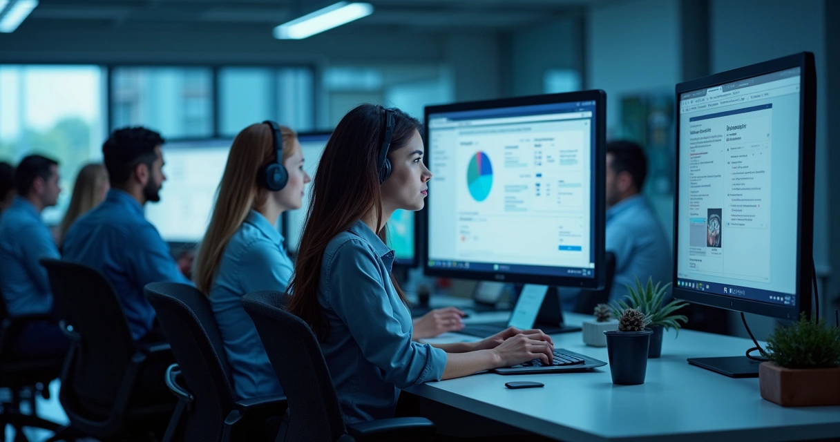 Equipe de atendimento utilizando vários canais digitais de comunicação 