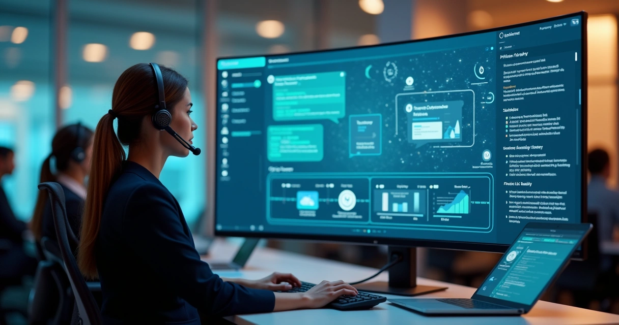 Equipe de atendimento usando vários canais digitais integrados em um painel de controle 