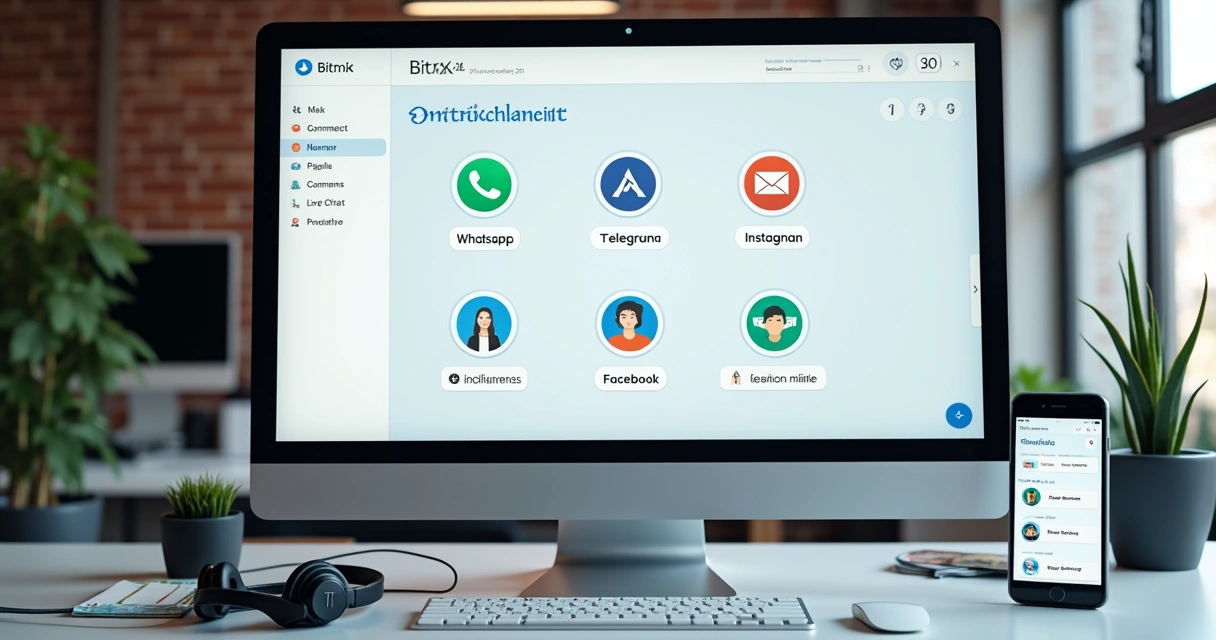 Painel de atendimento omnichannel Bitrix24 com vários canais integrados 