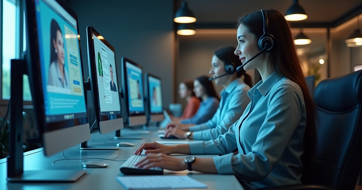 Equipe atendendo por múltiplos canais com IA omnichannel 