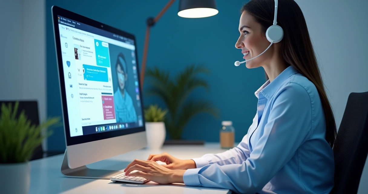 Atendente virtual respondendo pedido em ambiente digital