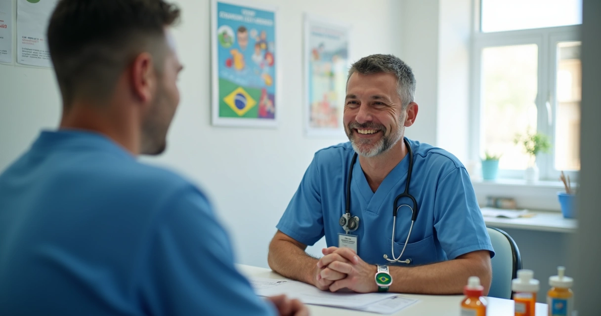 Enfermeira atende paciente trans em consultório SUS