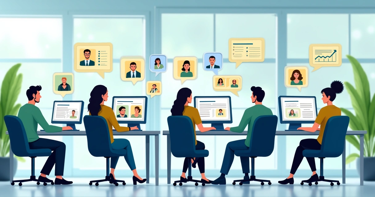 Equipe de marketing atendendo clientes de forma personalizada 