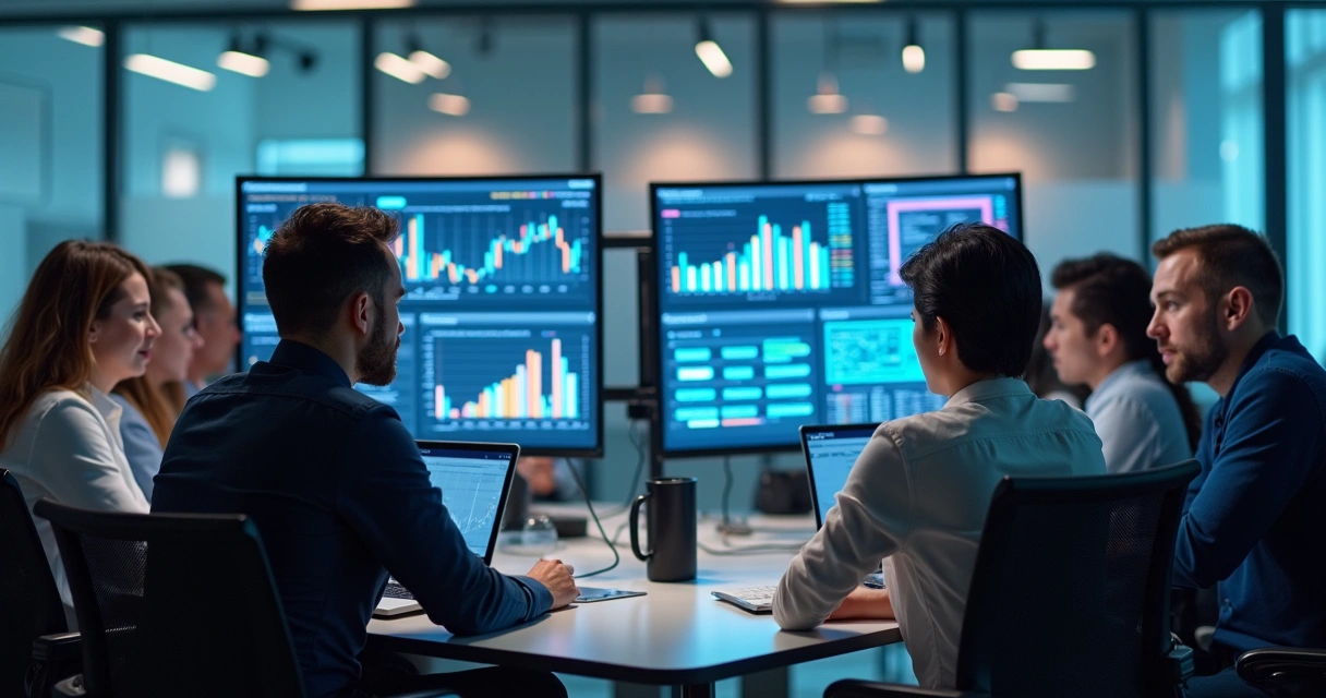 Equipe analisando dados para atendimento personalizado com IA 