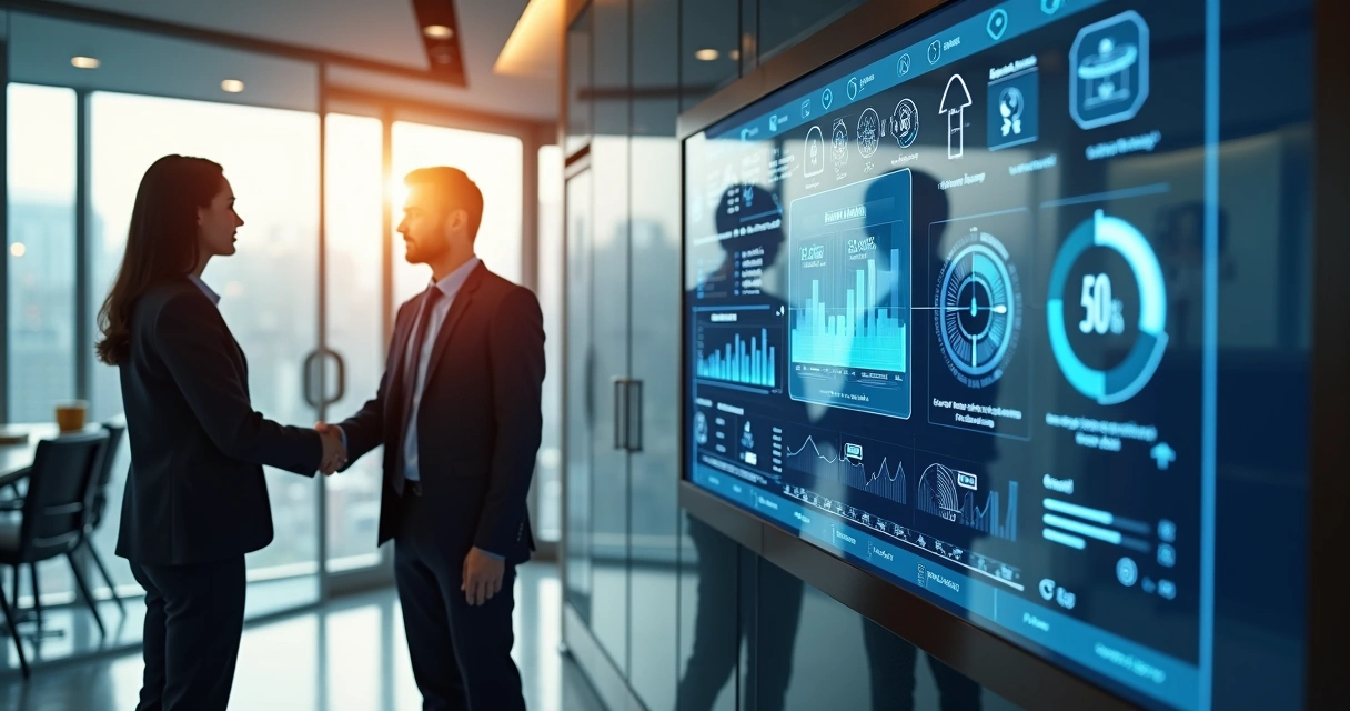 Equipe de atendimento cumprimentando cliente em ambiente moderno 