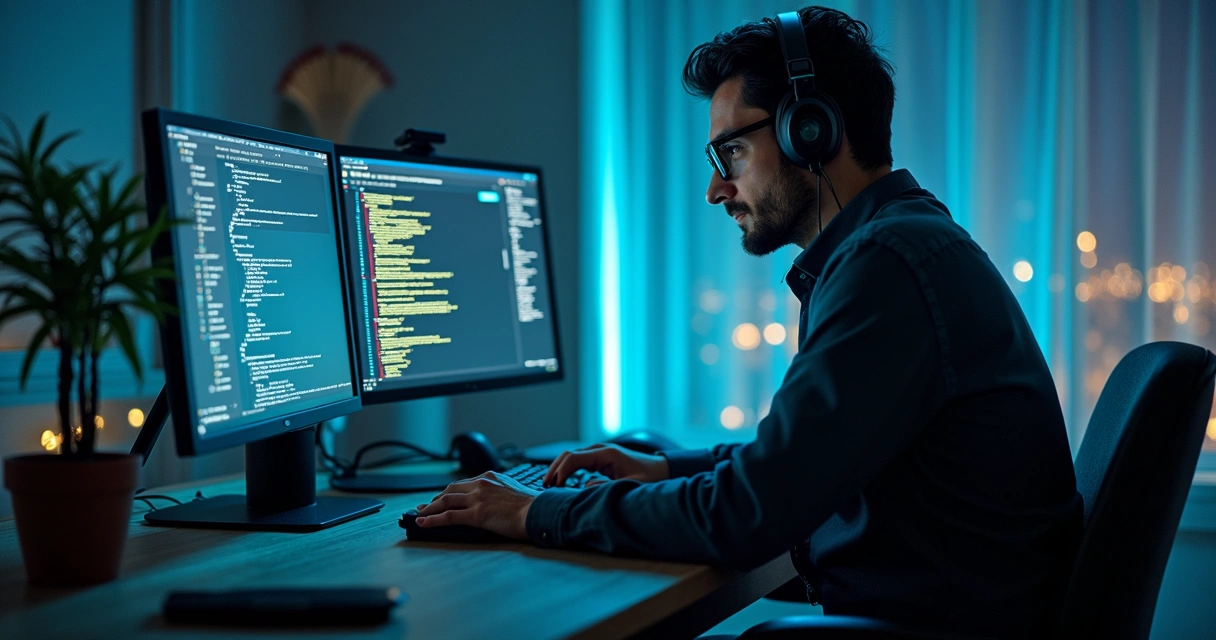Tela de computador dividida mostrando atendimento humano por chat e FAQ automatizado lado a lado 