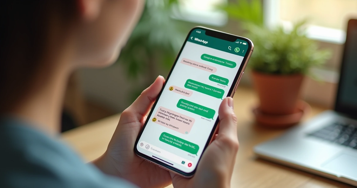 Pessoa interagindo com mensagem automática personalizada pelo celular