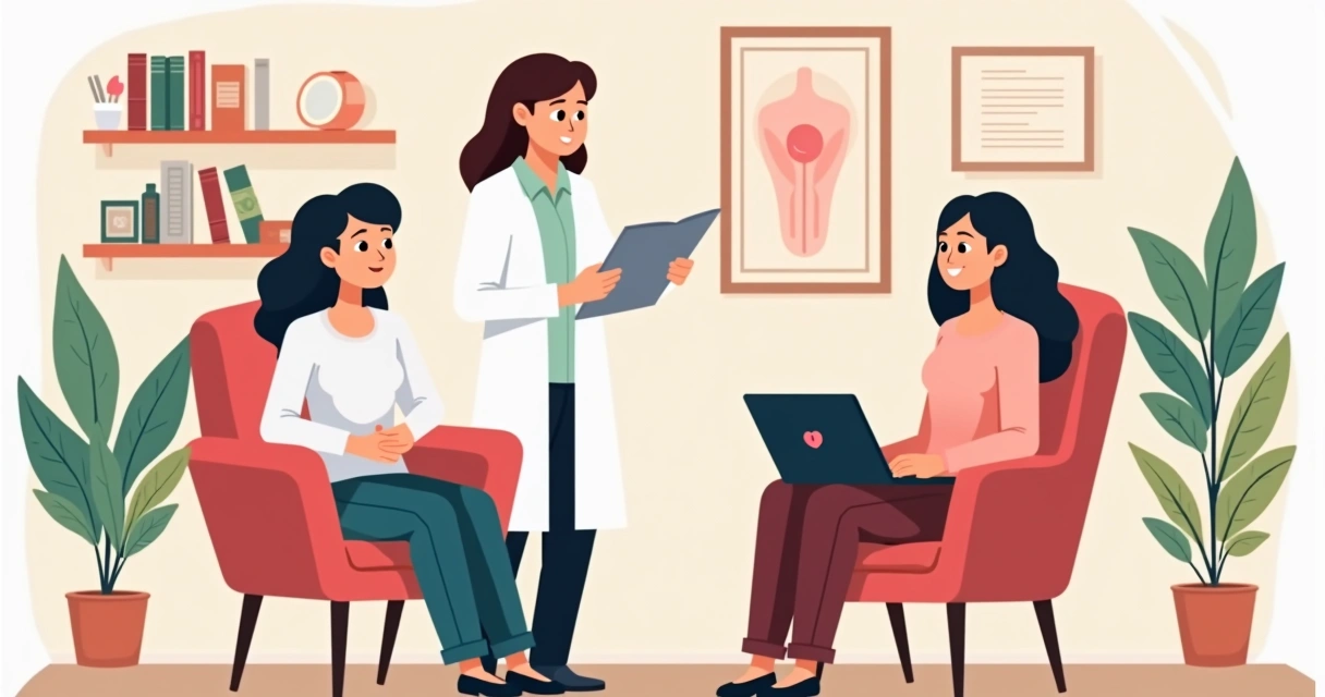 Especialista atendendo mulher em consultório de sexualidade. 