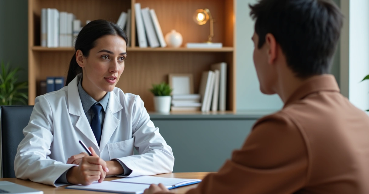 Atendimento em clínica de psicologia com terapeuta e paciente