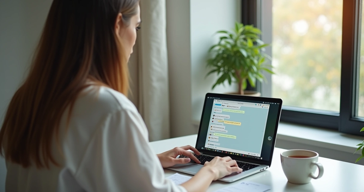 Psicóloga diante de computador envia mensagem acolhedora ao paciente