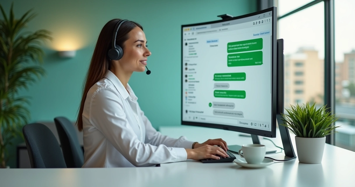 Atendente respondendo rápido no WhatsApp Web