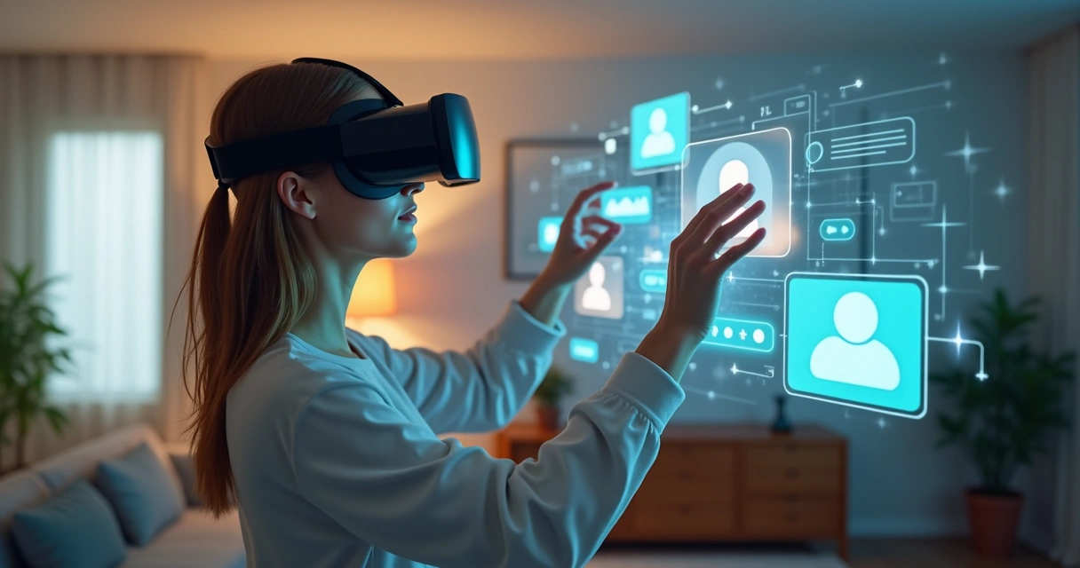 Usuária interagindo com atendimento em realidade virtual 