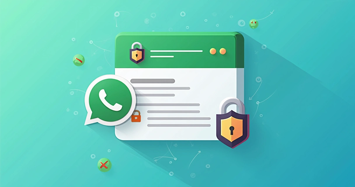 Representação visual da segurança em mensagens automáticas no WhatsApp, com ícones de cadeado e escudo. 
