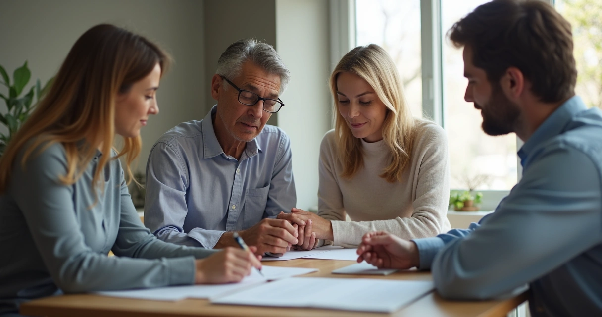 Equipe profissional oferecendo suporte imediato a uma família 