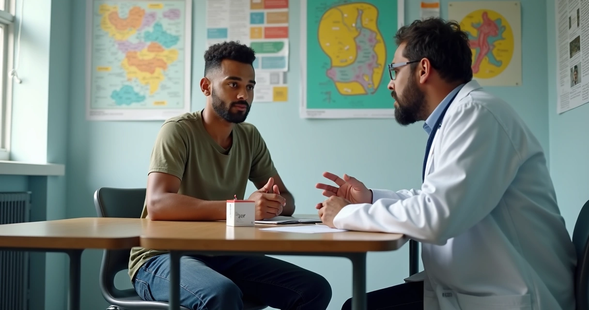 Profissional de saúde atendendo paciente em consultório do SUS