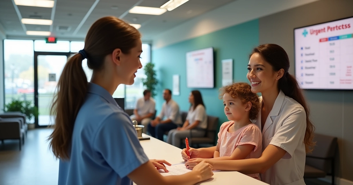 Recepcionista realizando atendimento em clínica urgente em Dr. Phillips 