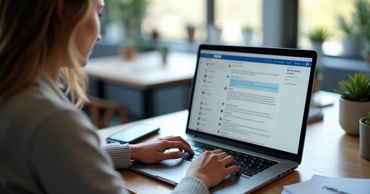 Vendedor digital usando notebook e respondendo perguntas de clientes 