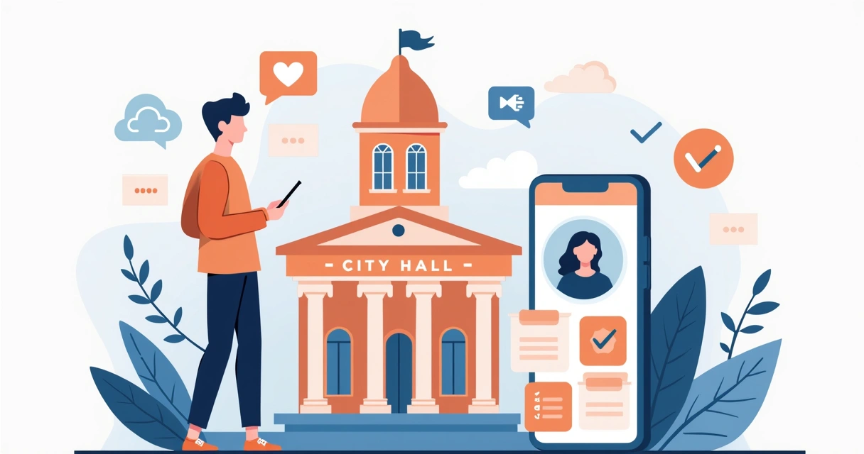 Cidadão usando assistente virtual da prefeitura no celular 