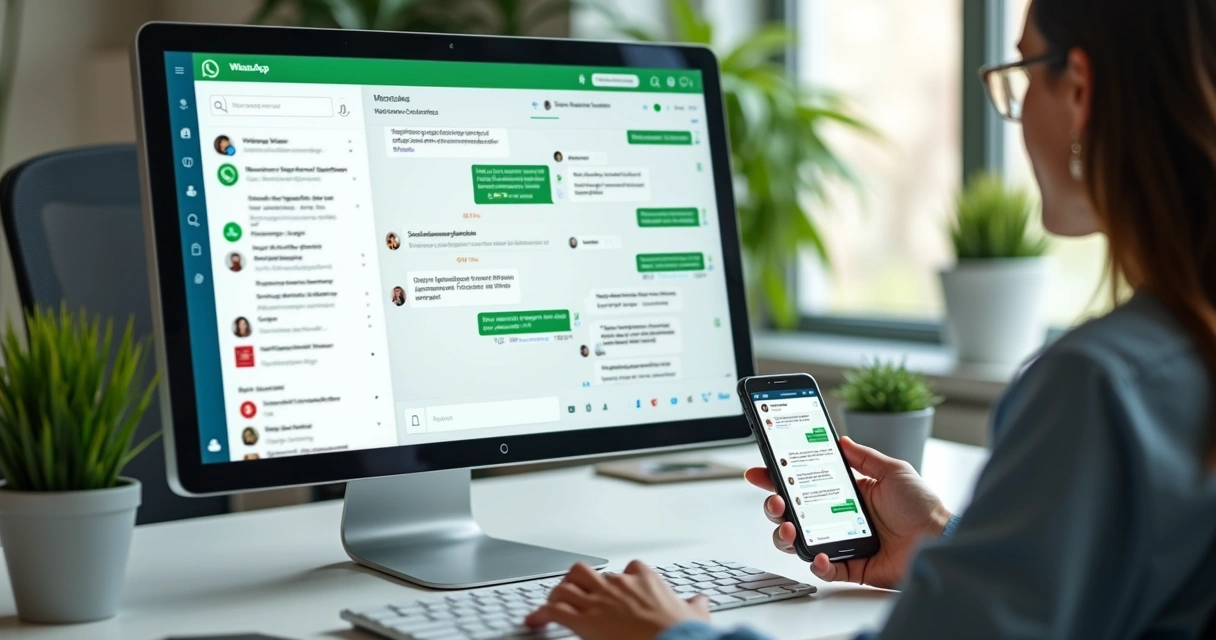 Atendente usando painel de mensagens acessível no computador 